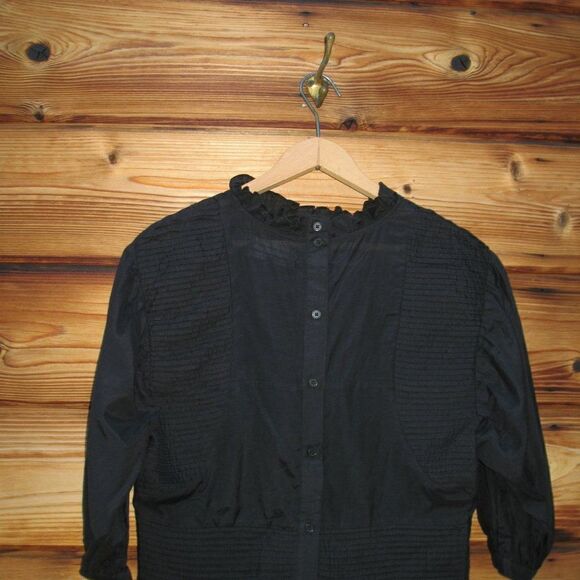 Something Navy Black Pleated Blouse Top - Picture 7 of 9